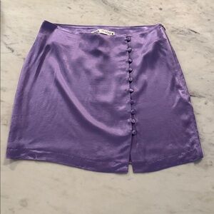 Zara Purple Satin Iridescent Button-Front Mini Skirt